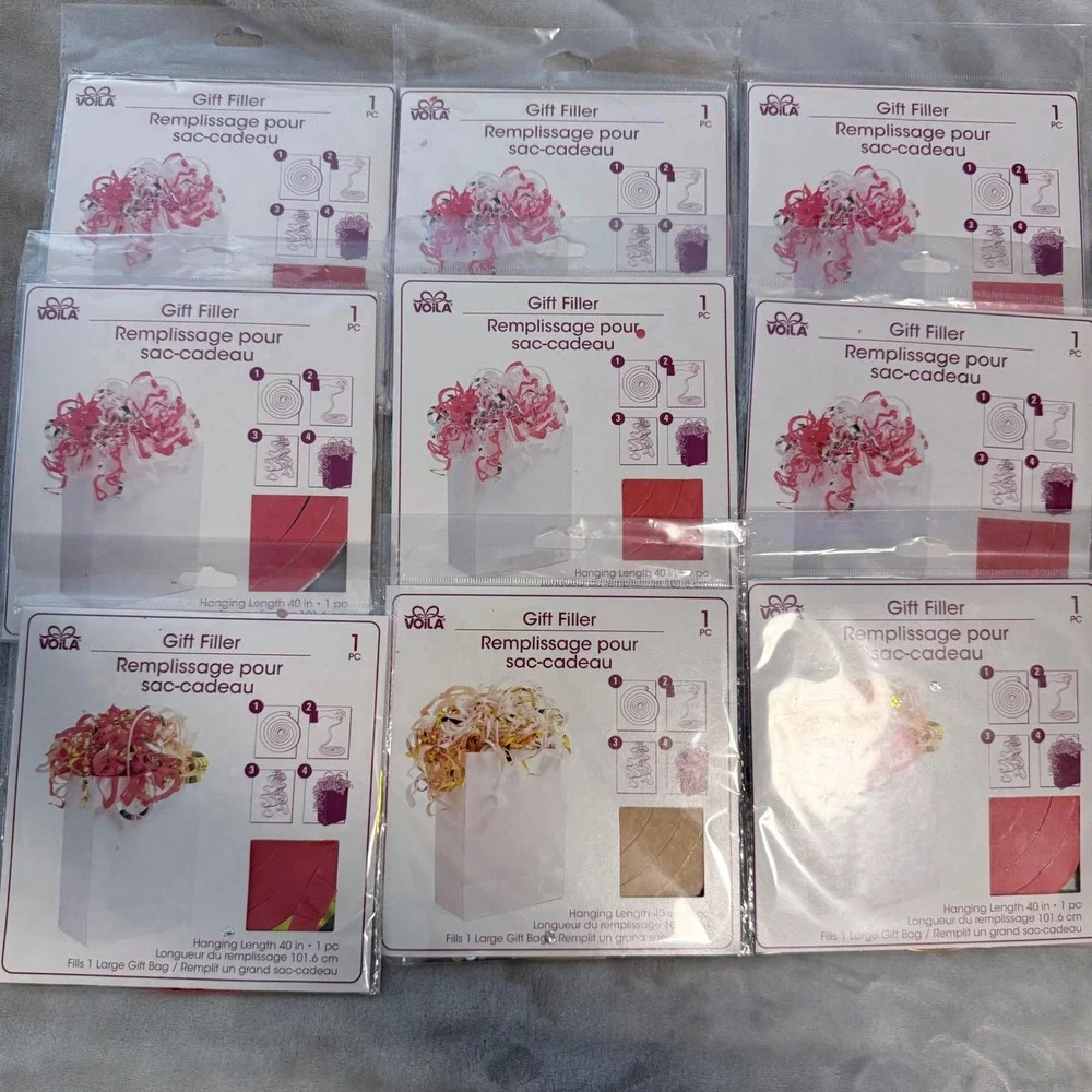 Voila Spiral Gift Bag Filler Lot of 9 New Sealed Assorted Colors 40 Inch